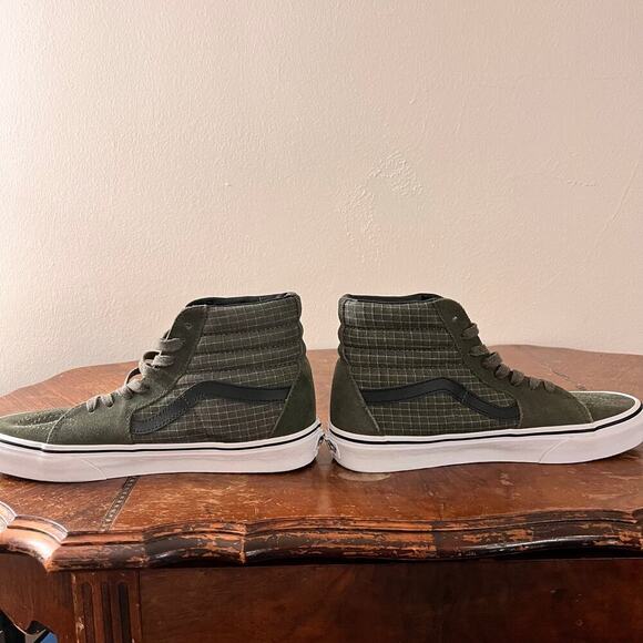 Unisex Vans Off the Wall High Top Green Canvaas Sk8 Black Suede and Leather - Picture 5 of 11